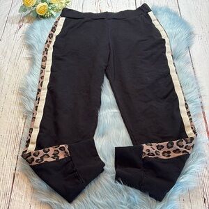 Monrow Leopard Print Side Stripe Joggers sz M